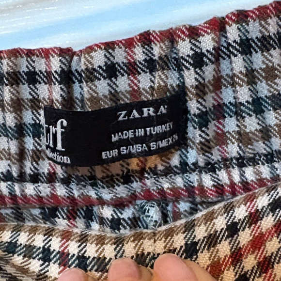 Zara TRF Collection Plaid Trousers in Red and Brown - Picture 3 of 8